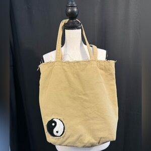Urban Outfitters Canvas Tote Bag Yin Yang Patch | Boho Eco Reusable Bag